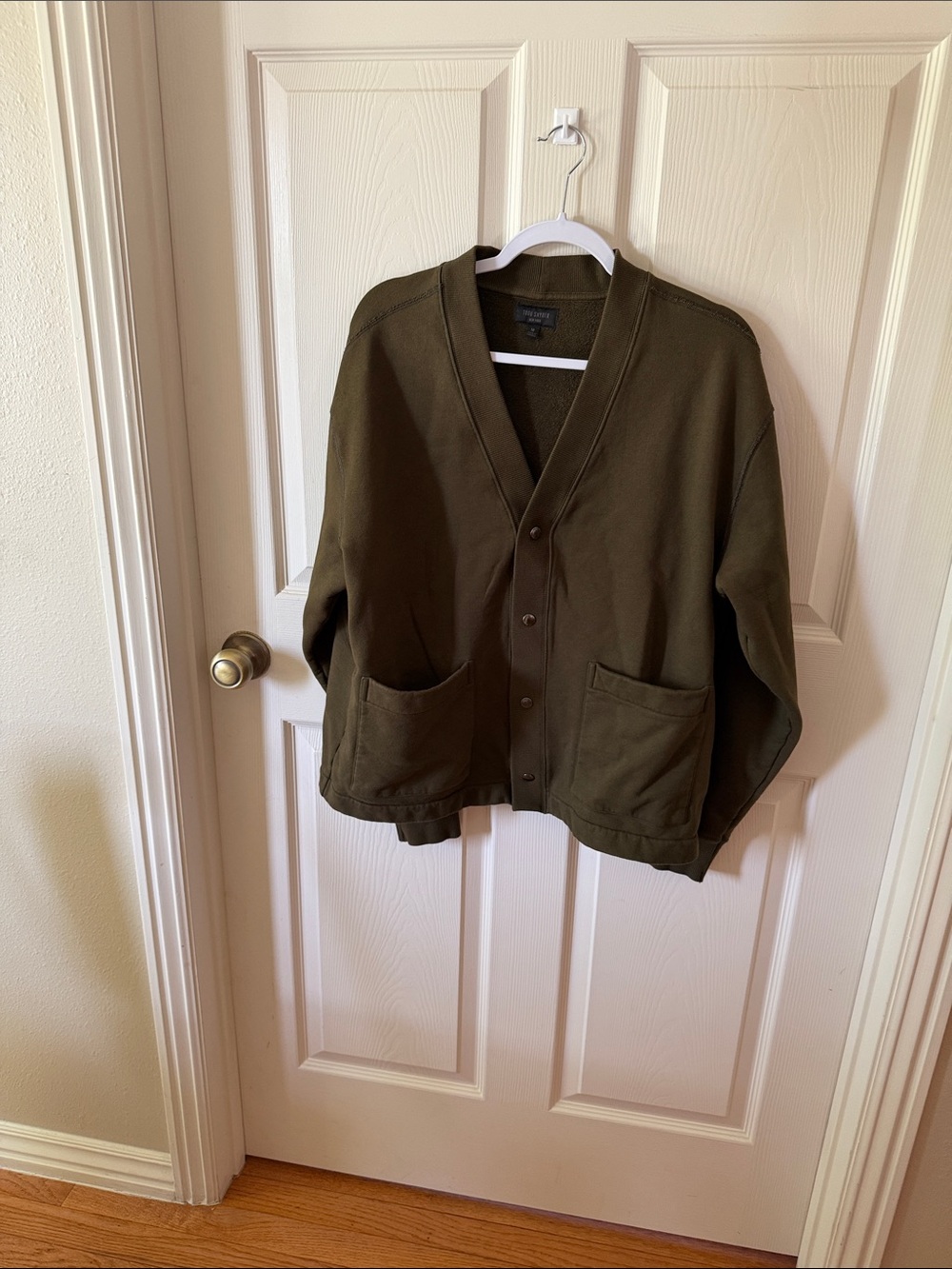 Todd Snyder Olive French Terry Snap Cardigan Sz M.
